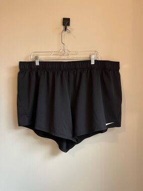 NIKE Black Women's Athletic Shorts with White Swoosh